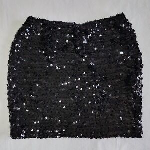DKNY Sequin Mini Skirt Black Women S 90s Retro Party Glam USA Night Out Cocktail